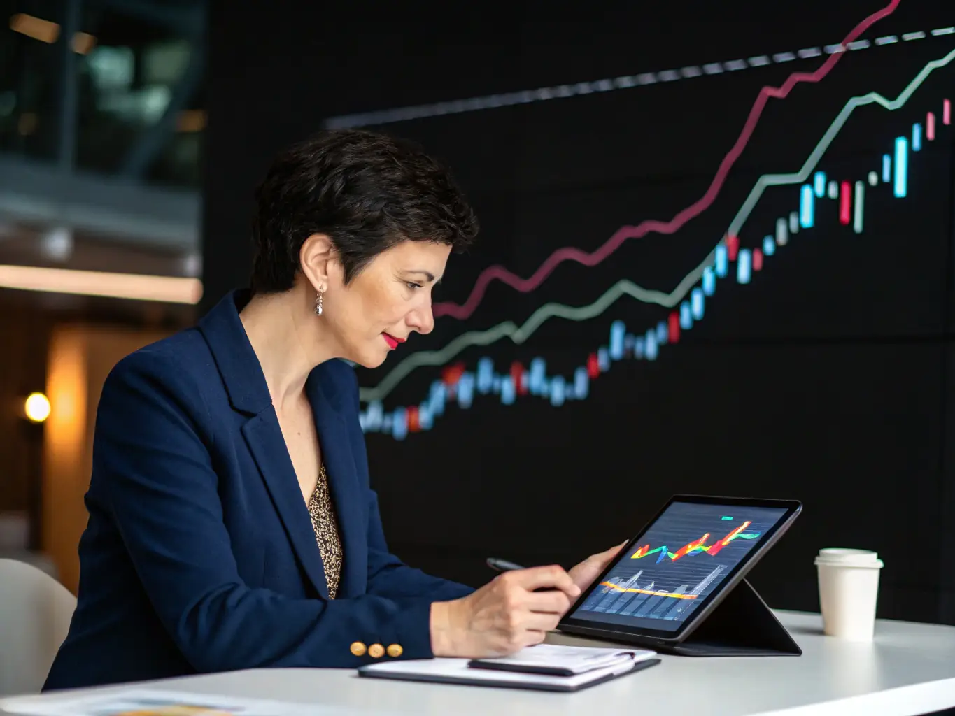 An image of a data analyst reviewing dashboards and reports on multiple screens, showcasing Business Analytics & Reporting services.